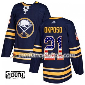 Adidas Maillot de Hockey Buffalo Sabres Kyle Okposo 21 2017-2018 Bleu Marine USA Flag Fashion Authentic - Enfant